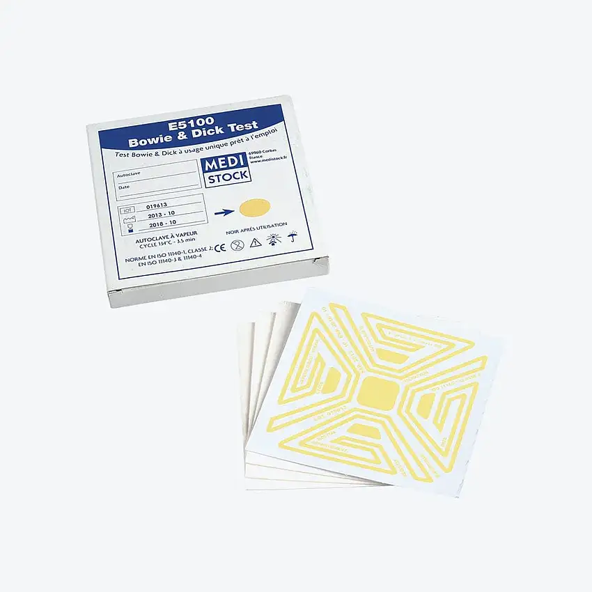 Test bowie dick - Carton de 20 tests - Medistock